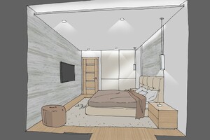 Заказать в г. Краматорск Блиц-дизайн-проект интерьера дистанционно . Спальня 16,7м2. Вид 2
