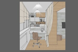 Заказать в г. Краматорск Блиц-дизайн-проект интерьера дистанционно . Спальня 16,7м2. Вид 3